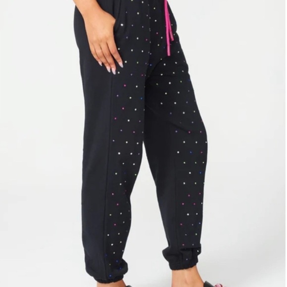 Terez Gemstone Cotton Jogger Pants In Black Gems Women’s XXS - Picture 2 of 5